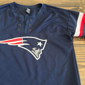 Men’s NFL New England Patriots Blue Jersey XL Team Apparel Henley Style Fan Gear